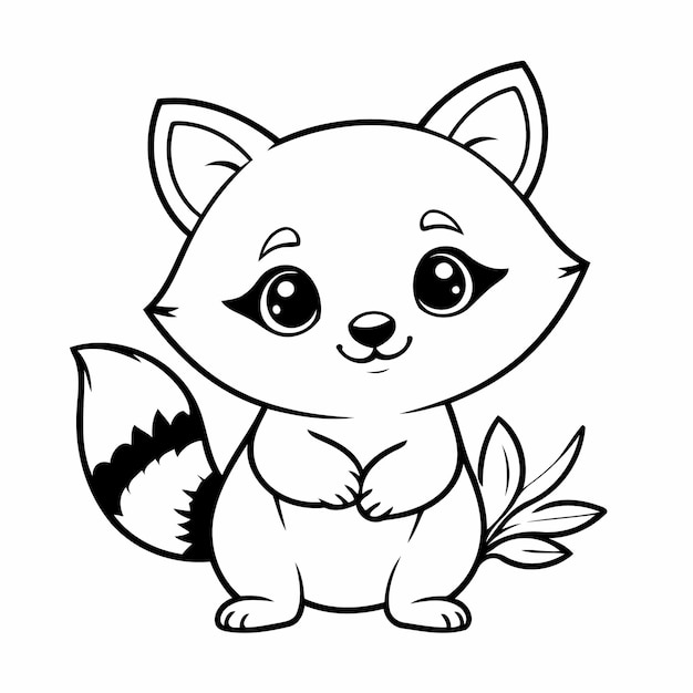 Cute vector illustration raccoon doodle for colouring page