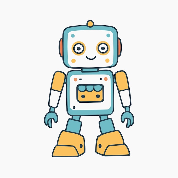 Vector cute vector illustration of a robot for toddlers story books