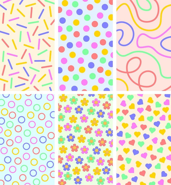 Cute vector illustration of seamless dotted wavy lines colourful pattern art or texture design