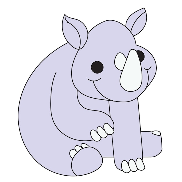 cute vector illustration of a smiling rhinoceros