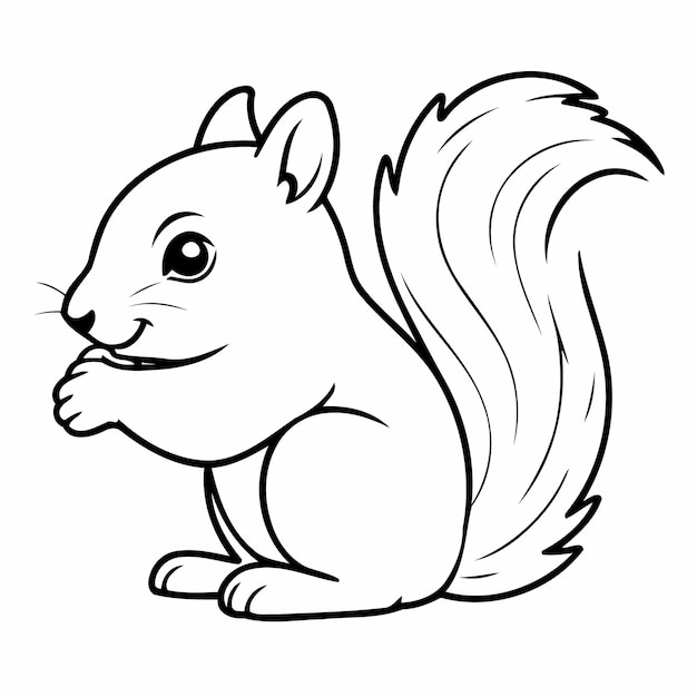 Vector cute vector illustration squirrel for kids colouring worksheet