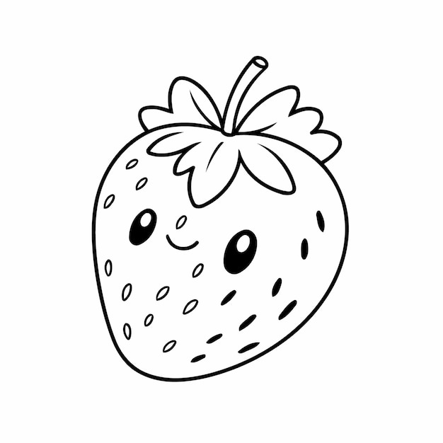 Vector cute vector illustration strawberry drawing for children page