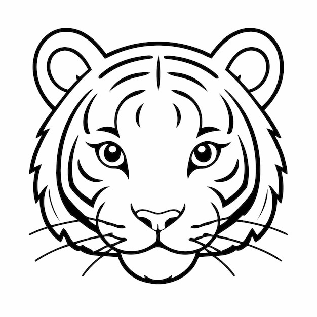Вектор Красивая векторная иллюстрация тигр для детей раскрашивание