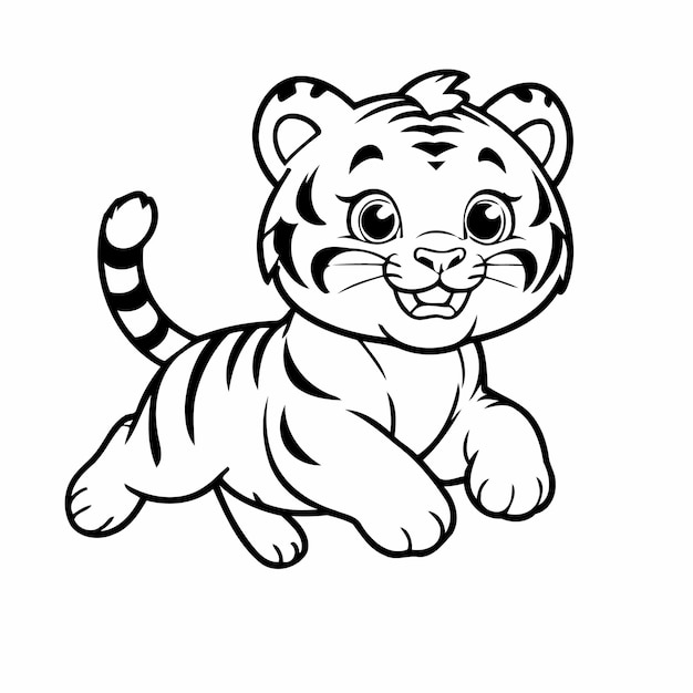 Cute vector illustration Tiger hand drawn for kids page