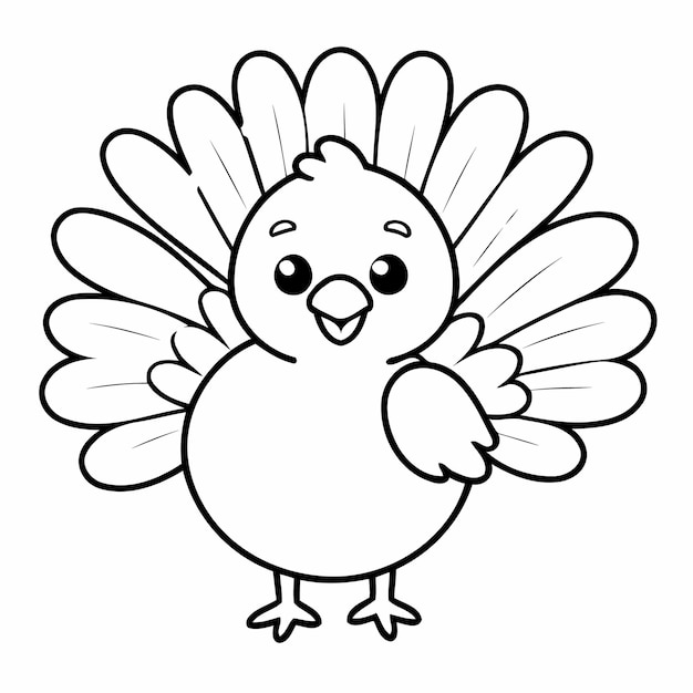 Cute vector illustration Turkey for kids colouring worksheet