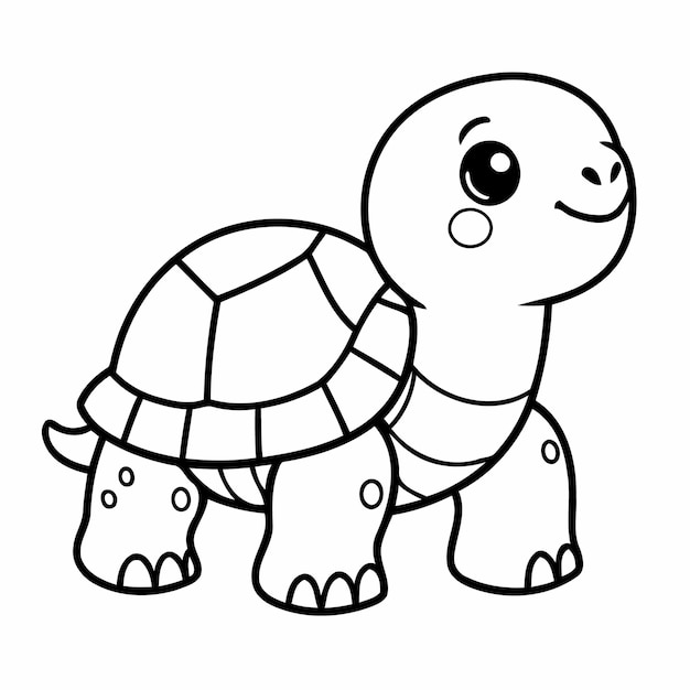 Vector cute vector illustration turtle doodle for children worksheet