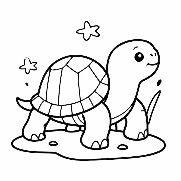 Cute vector illustration Turtle doodle for children worksheet