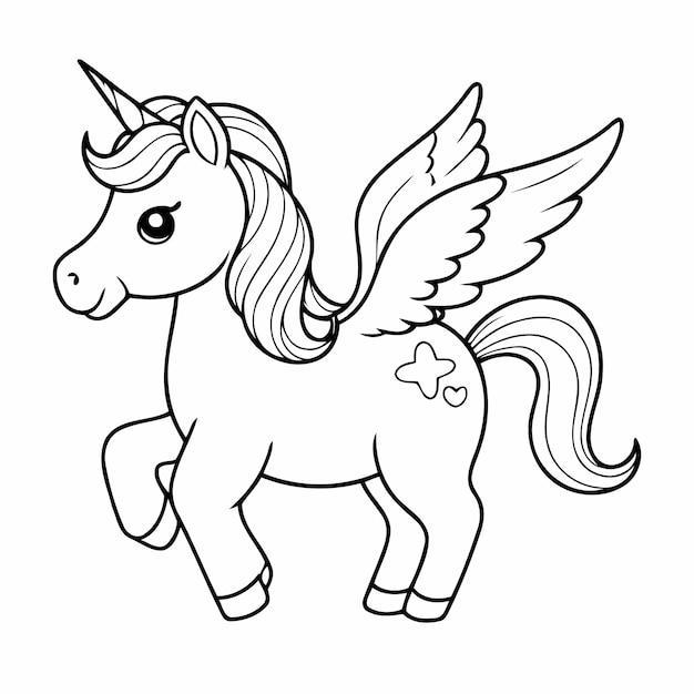 Cute vector illustration Unicorn doodle for toddlers coloring activity