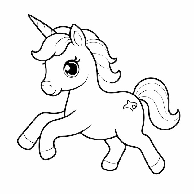 Cute vector illustration Unicorn for kids colouring worksheet