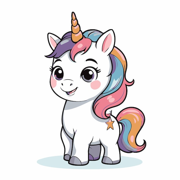 Cute vector illustration of a Unicorn for toddlers story books