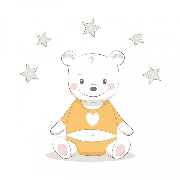 Cute vector illustration with bear baby