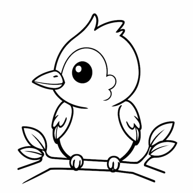 Cute vector illustration Woodpecker for kids colouring page