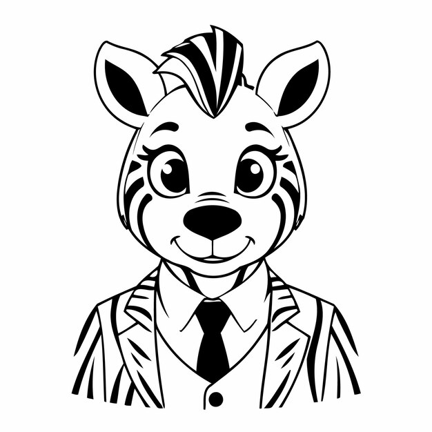 Vector cute vector illustration zebra drawing for toddlers coloring activity