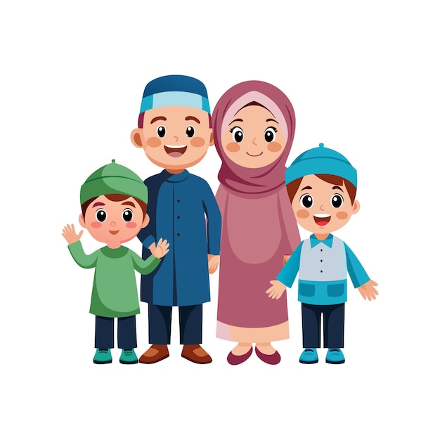 cute vector islamic family