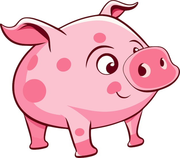 A cute vector pig illustration playful and whimsical farm animal design