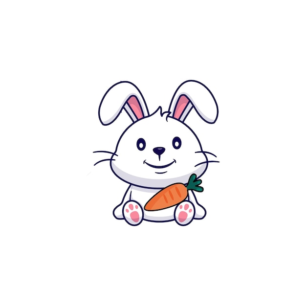 Vector cute vector rabbit with carrot drawing