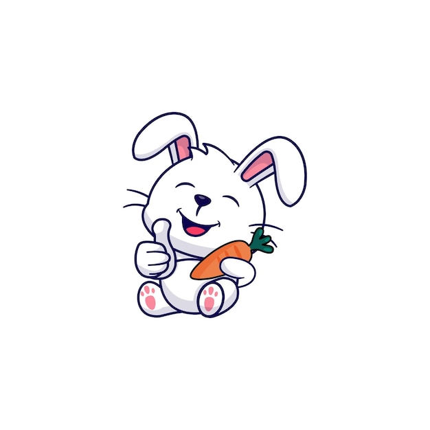 Vector cute vector rabbit with carrot graphic