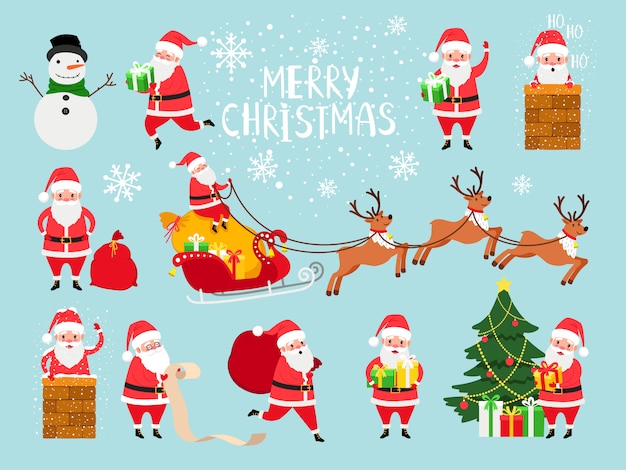 Cute vector santa claus grandfather for christmas website decor