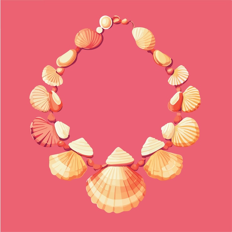 Vector cute vector shell necklace design vector illustration