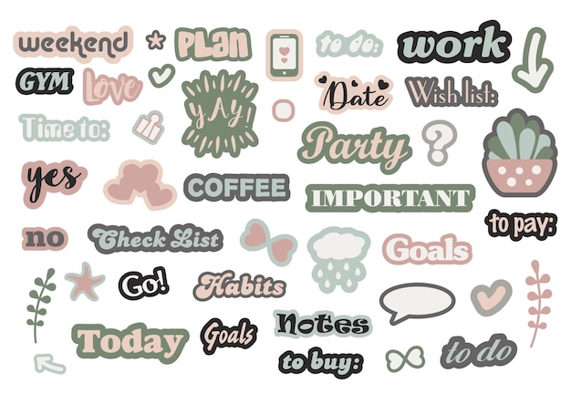 Vector cute vector stickers design for planners