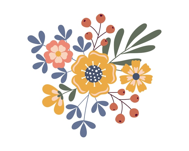Cute vector summer flowers composition
