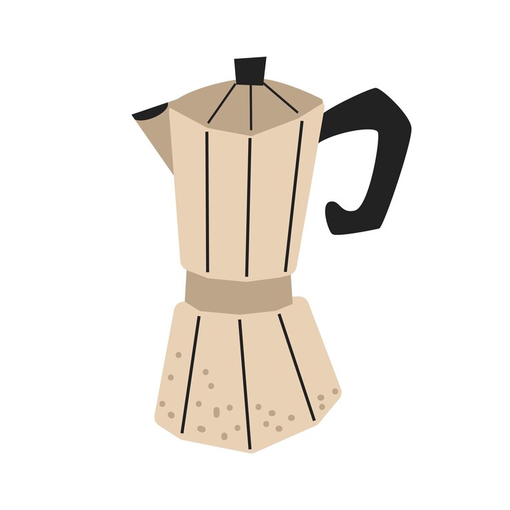Vector cute vector turka coffee maker flat illustration with white isolated background handdrawn style