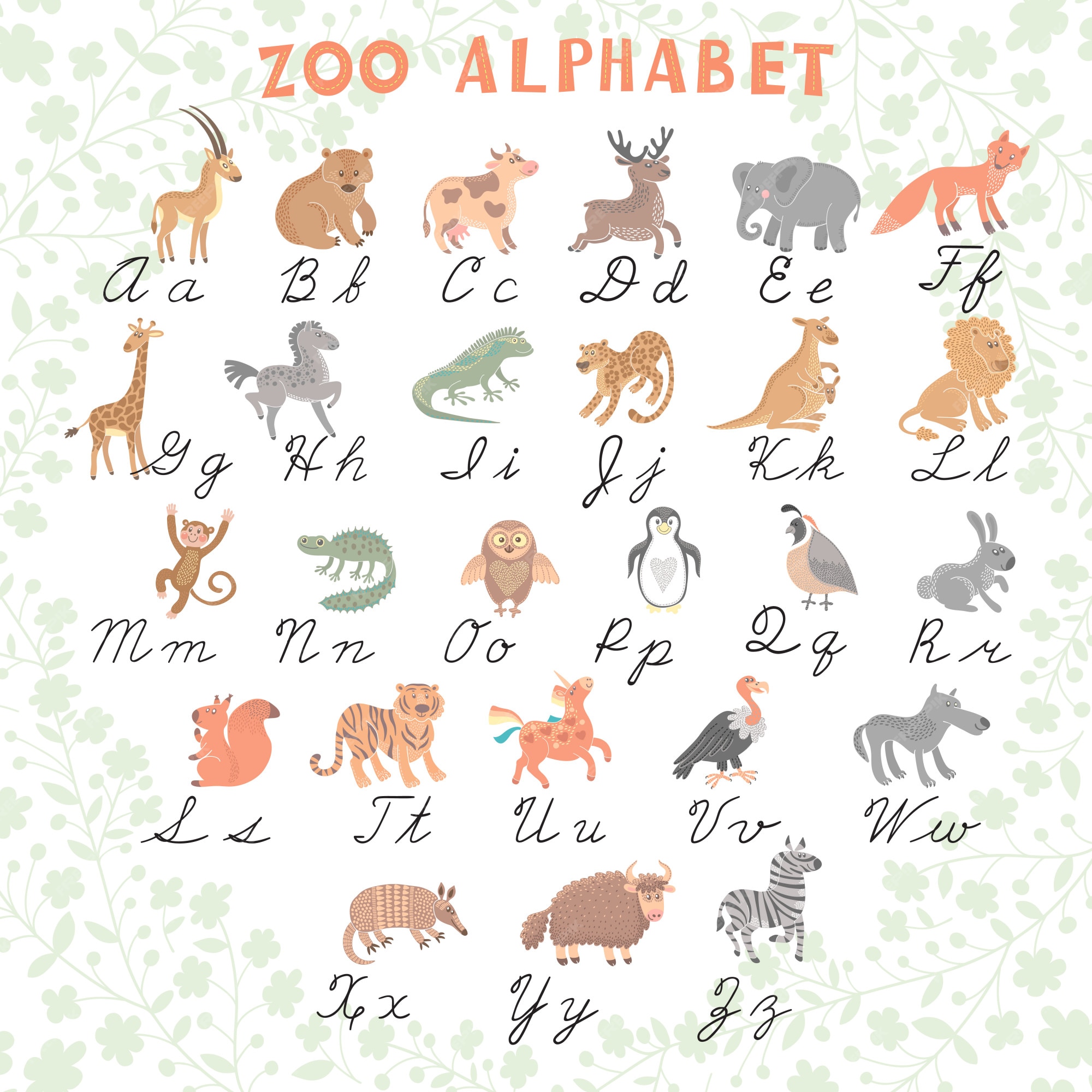 Premium Vector | Cute vector zoo alphabet. funny cartoon animals. letters. learn to read and write. Premium Vector | Cute vector zoo alphabet. funny cartoon animals. letters. learn to read and write.