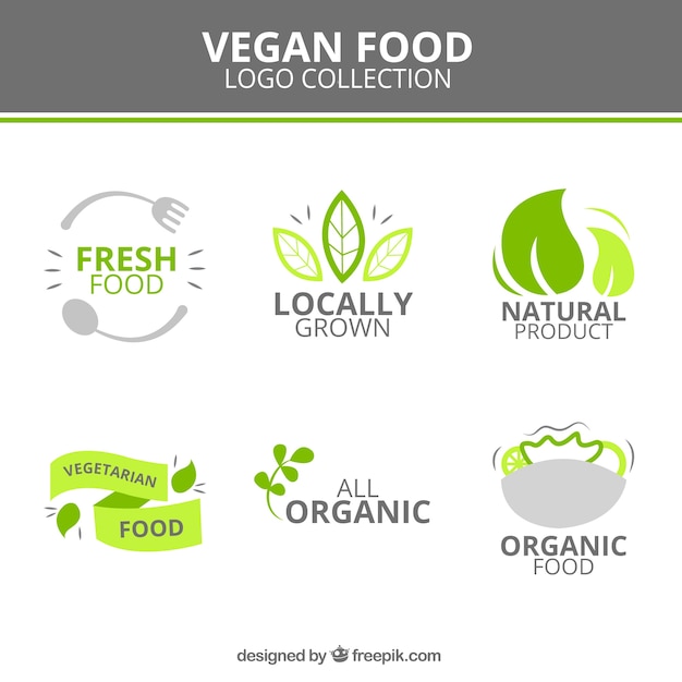 Cute vegan food logotypes