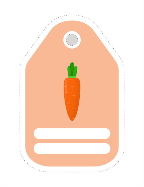 Vettore simpatica etichetta vegetale carta da lettere per appuntietichetta con l'immagine delle carote