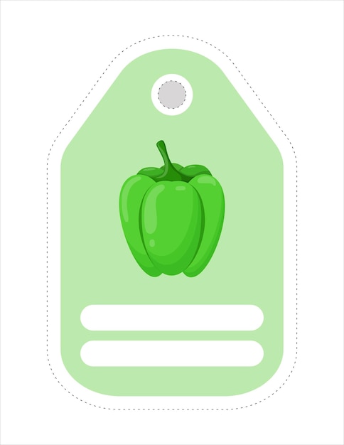 Vector cute vegetable label memo writing paperlabel with the image of pepper