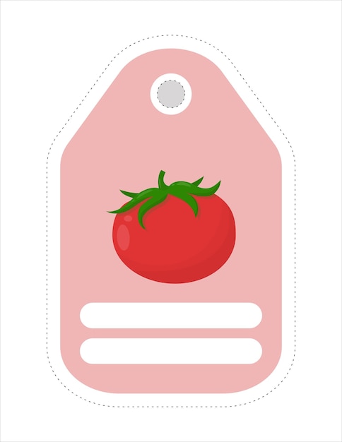 Cute vegetable label Memo writing paperLabel with the image of a tomato