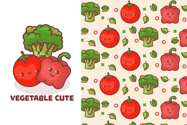 Cute vegetable seamless pattern