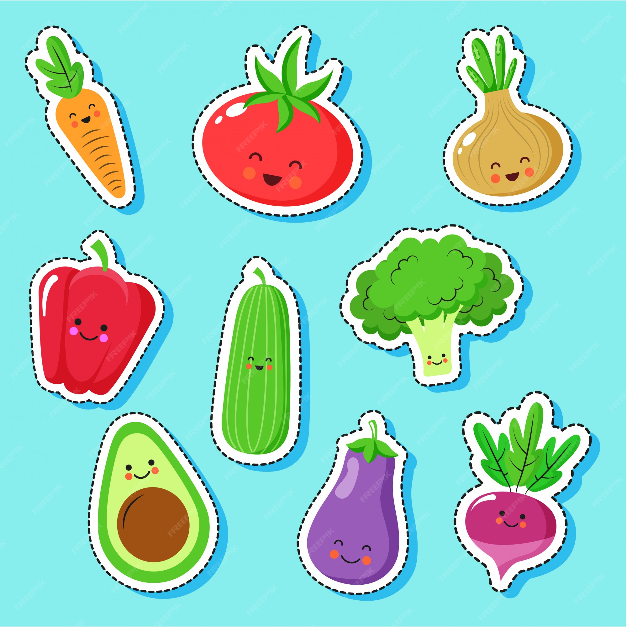 Cute Vegetables Cartoons Characters .vector Stock Vector