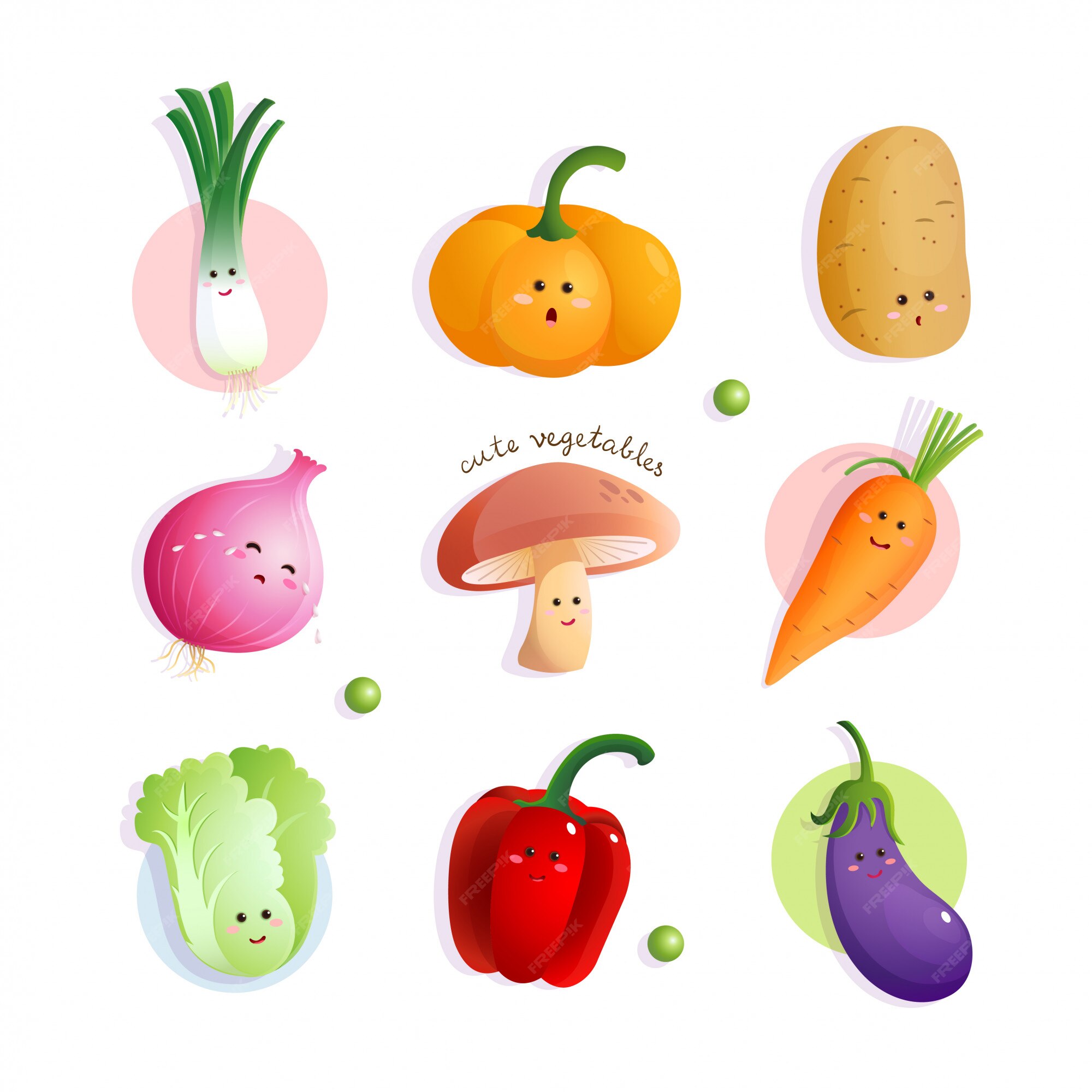 Cute Vegetables Cartoons Characters .vector Stock Vector