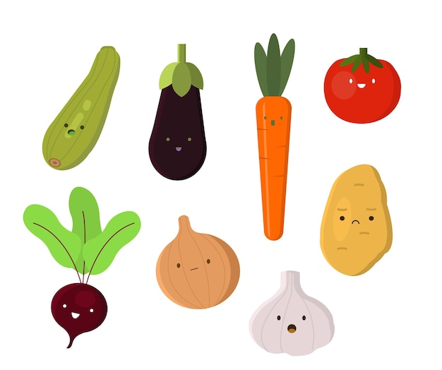 Vector cute vegetables collection