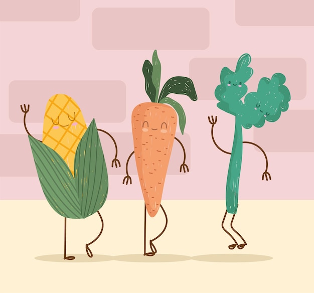 Vector cute vegetables food