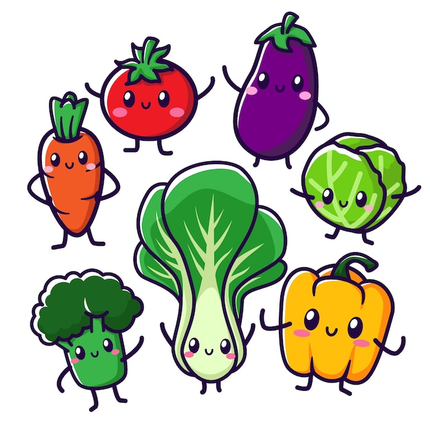 Vector cute vegetables squad
