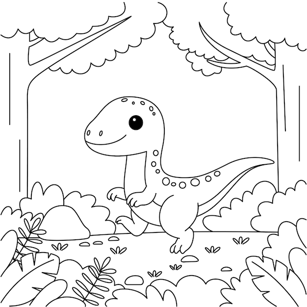 Cute Velociraptor Dinosaur Coloring Page