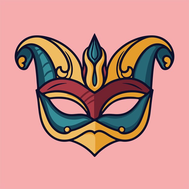 Vector cute venetian mask icon vector thick outline