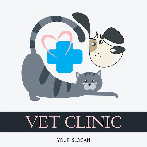 Vettore simpatico logo della clinica veterinaria