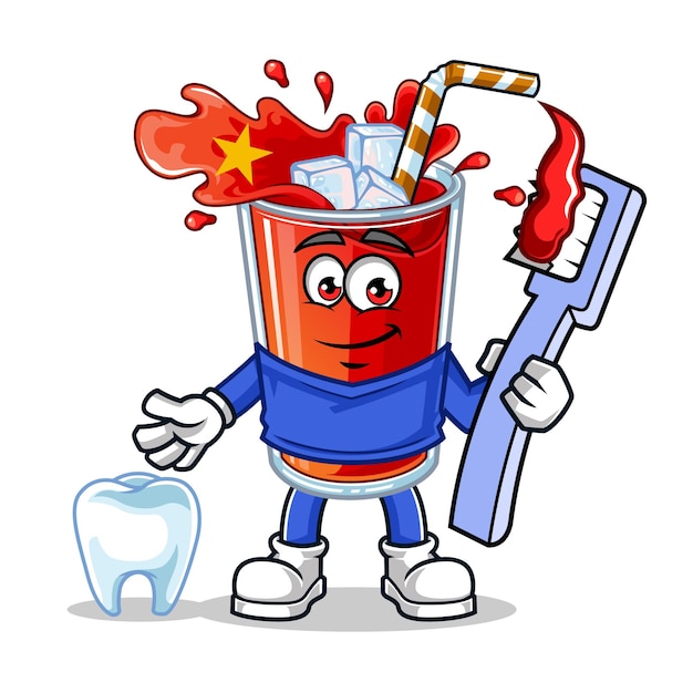 Cute Vietnam drink flag dentist vector mascot illustration