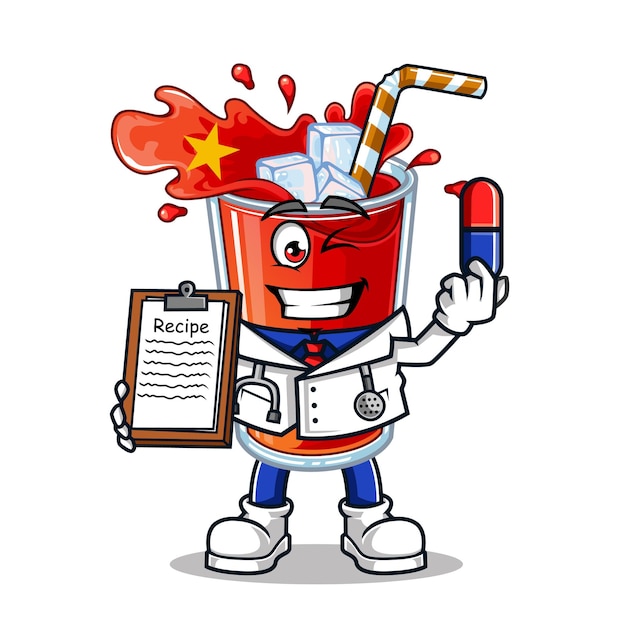 Vector cute vietnam drink flag doctor vector mascot illustration