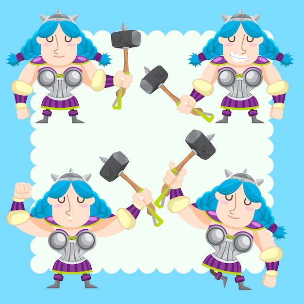 Cute vikings vector set