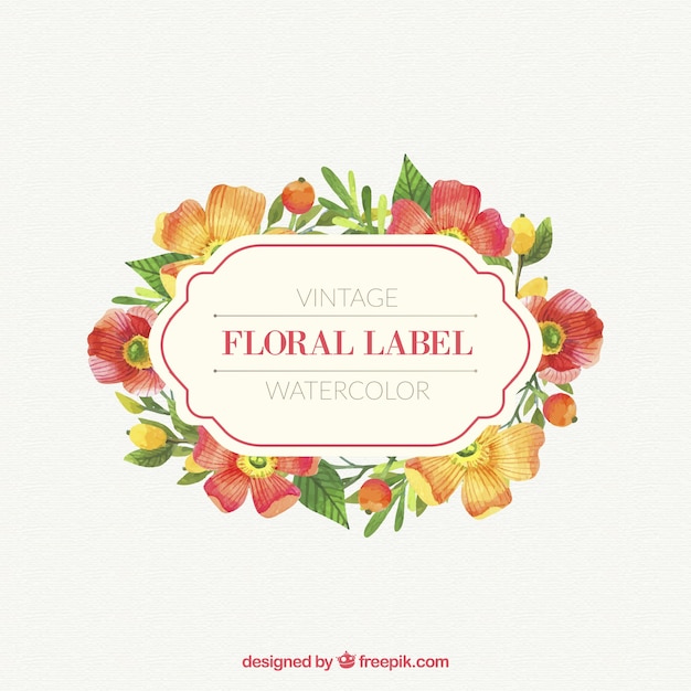 Cute vintage banner with watercolor flowers