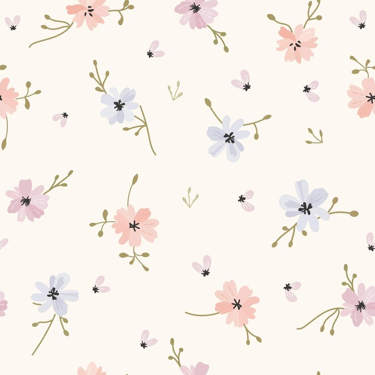 Cute Vintage Small Floral Pattern Scattered Seamless in pastel colors