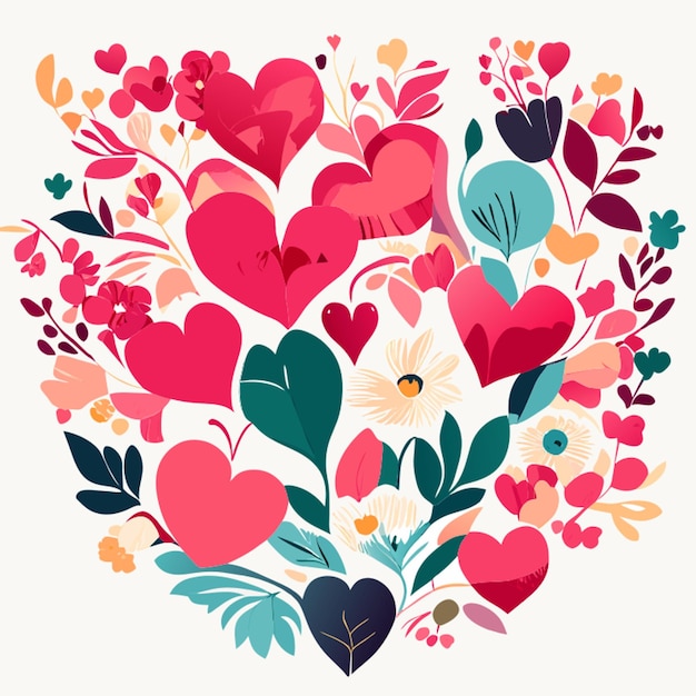 cute vintage style watercolor background hearts vector illustration