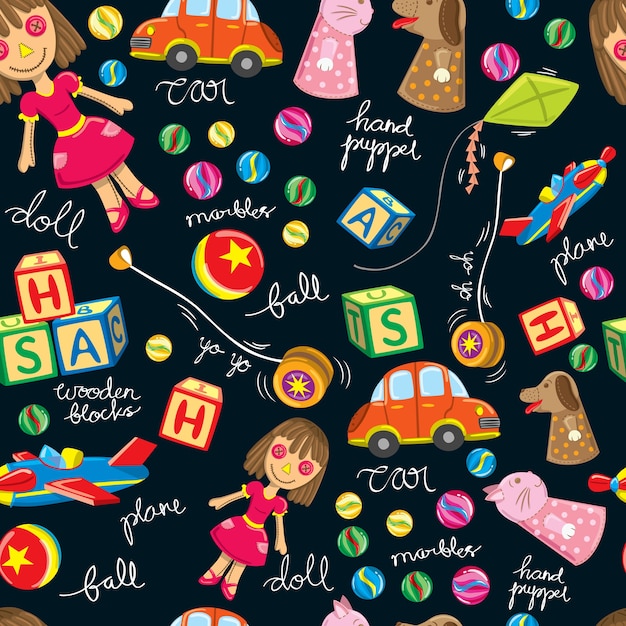 cute vintage toys background, suitable for wrapping paper