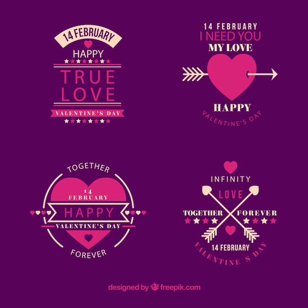 Vector cute vintage valentine day badges