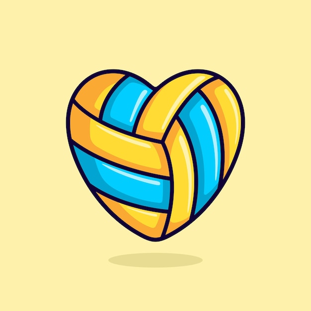милый волейбол в форме любви векторные иллюстрации любовь волейбол мультфильм плоский дизайн