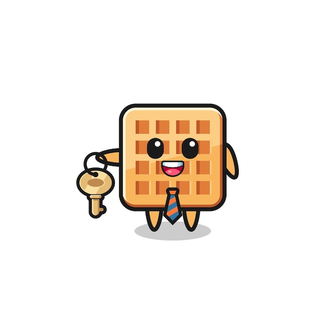 Cute waffle as a real estate agent mascot